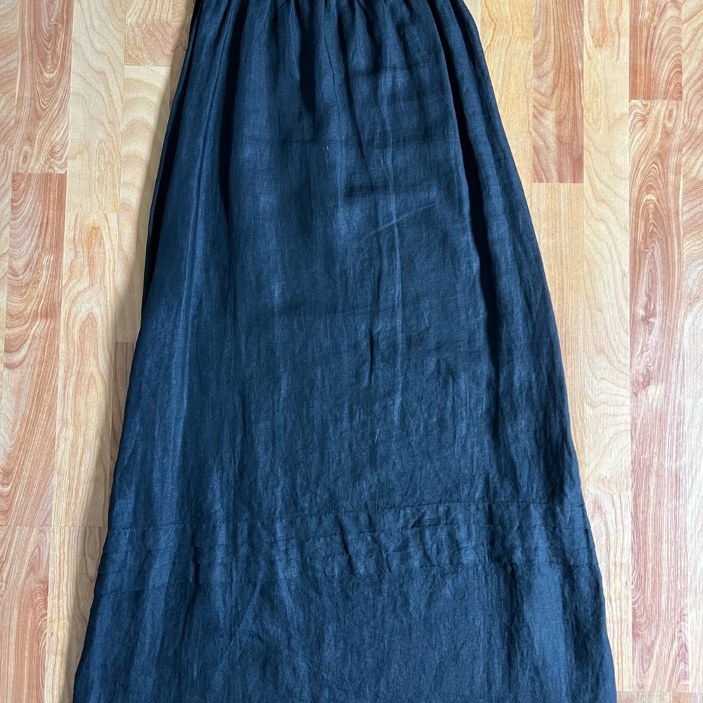 CP Shades Pure Irish Linen A-Line Smocked Maxi Skirt Sz Small